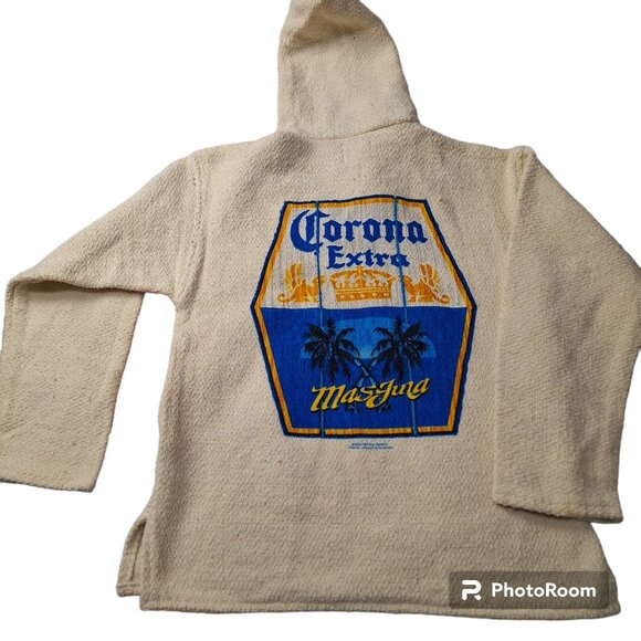 Vintage Beige Earth Ragz 2003 Corona Extra Pullover Hoodie Size Lg - Picture 5 of 7